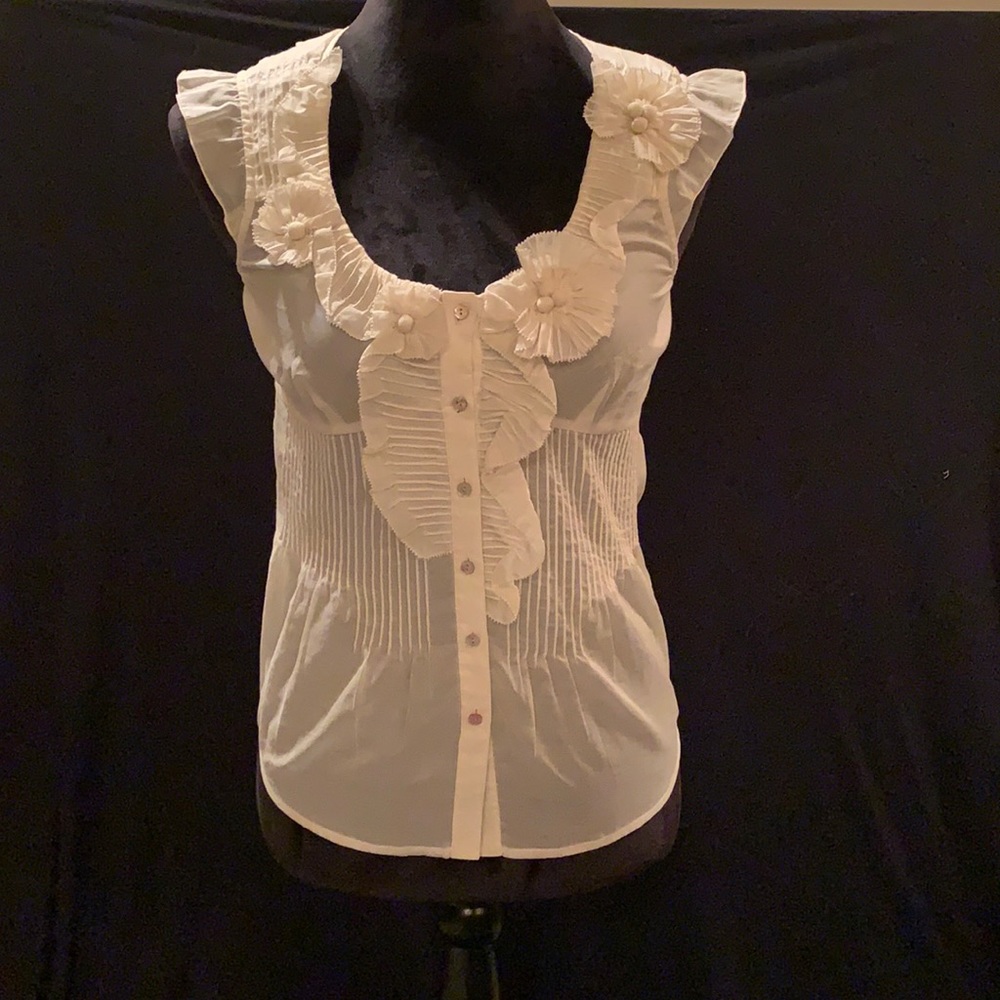 NWOT Semi-sheer rare Rebecca Taylor top w/ flowers, Size 0